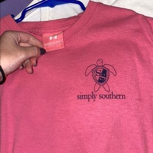 A pink simply southern t shirt.